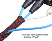 Cavo in gomma isolante, 10 mm, 3,1 m, con chiusura automatica, per la gestione e l'isolamento dei cavi, per uso computer e automotive, colore nero/rosso.