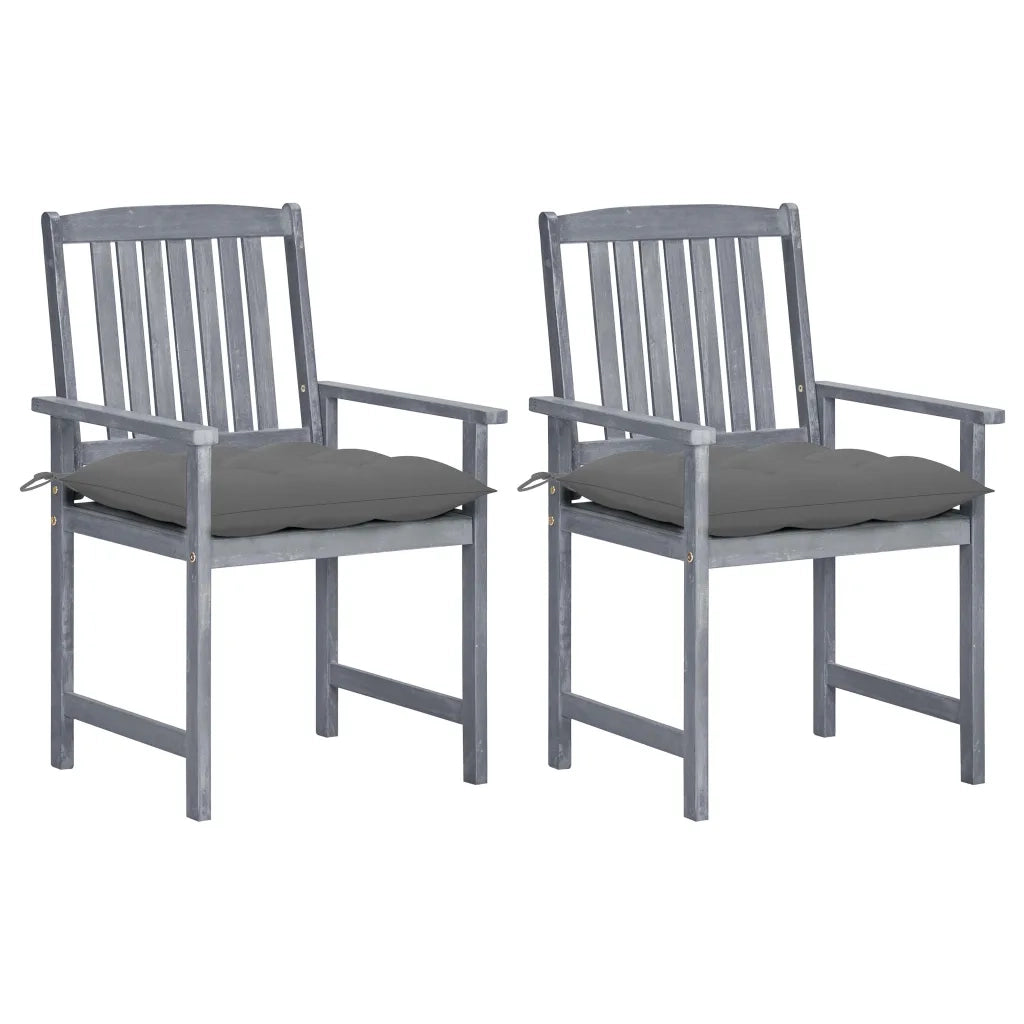 Sedie da Giardino con Cuscini 2 pz in Massello di Acacia Grigio cod mxl 67055
