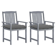 Sedie da Giardino con Cuscini 2 pz in Massello di Acacia Grigio cod mxl 67055