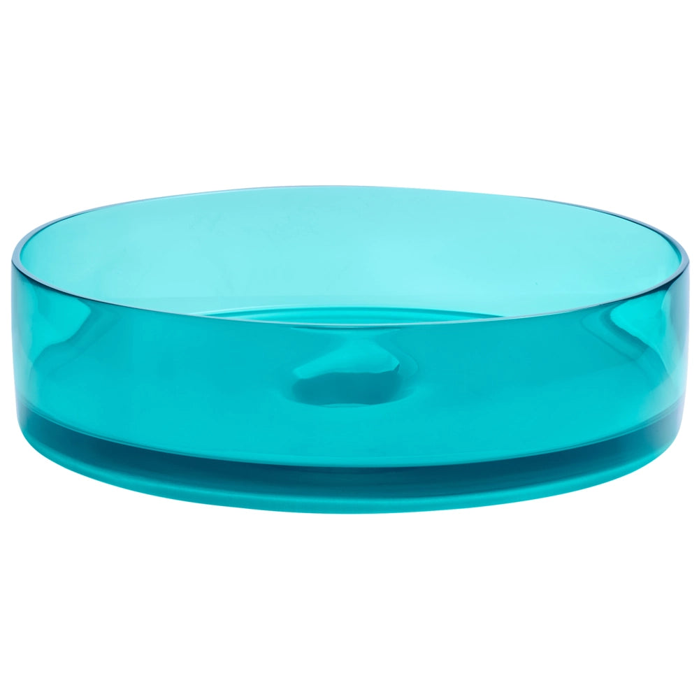 Lavandino da appoggio Turchese Superficie solida 360 mm Lavandino da bagno rotondo semitrasparente