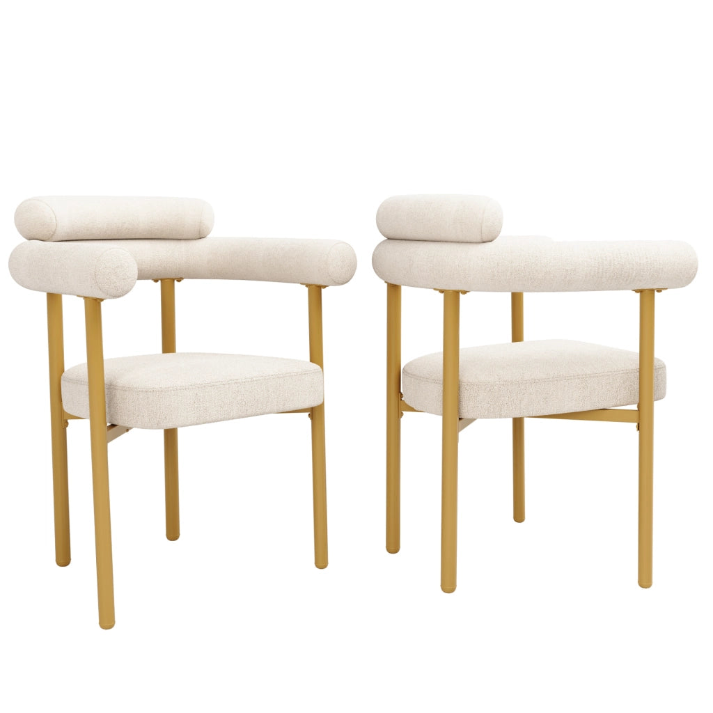 Sedia 70x62x84 cm con schienale ergonomico e seduta ampia in velluto beige e oro
