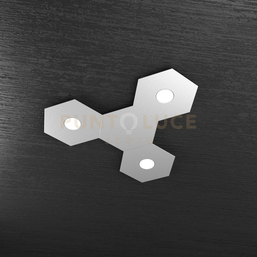 HEXAGON APPLIQUE-PLAFONIERA 3 LUCI + 1 DECORATIVO GRIGIO 1142-3L1D-GR