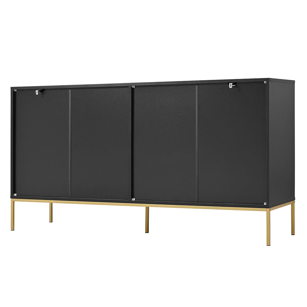 Buffet TV - Xylo - 4porte nero/oro metallo 150x40x80cm