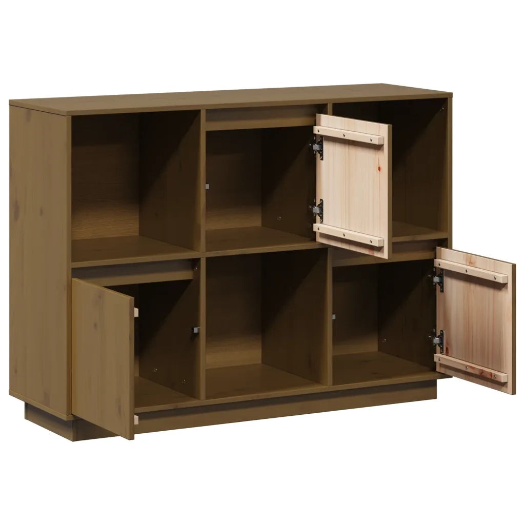 Credenza | Madia | Buffet da pranzo | Armadio da pranzo Marrone Ambrato 110,5x35x80 cm Legno Massello di Pino