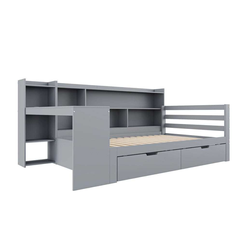 Letto divano multifunzione legno grigio 90x200 cm
