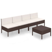 Mobili da giardino mobili da esterno Set di mobili da 5 pezzi con cuscini in resina intrecciata marrone 02_0016458