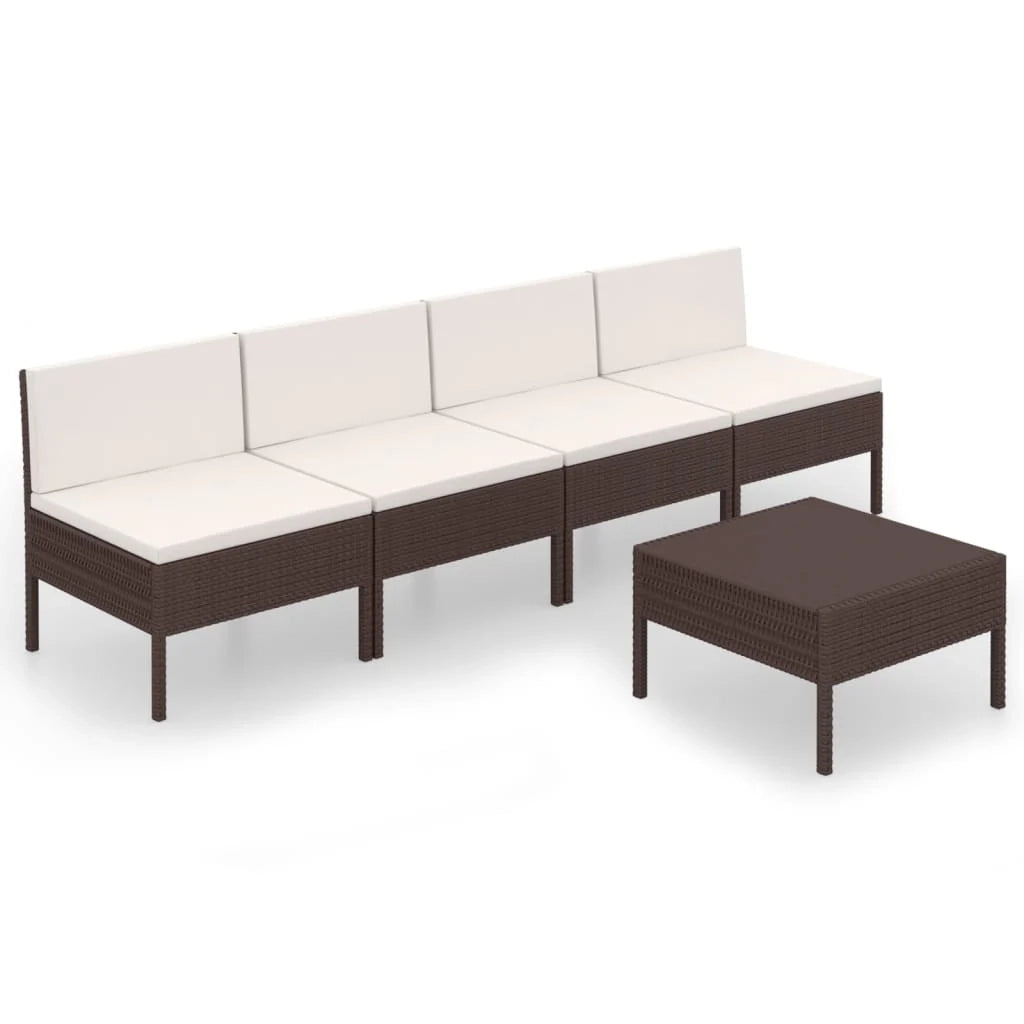 Mobili da giardino mobili da esterno Set di mobili da 5 pezzi con cuscini in resina intrecciata marrone 02_0016458
