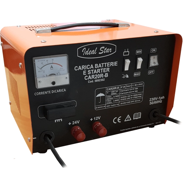 CARICABATTERIA AVVIATORE 'CAR20 R-B' IDEAL STAR Funzione Starter - Tensione 12/24 V - IDEAL STAR