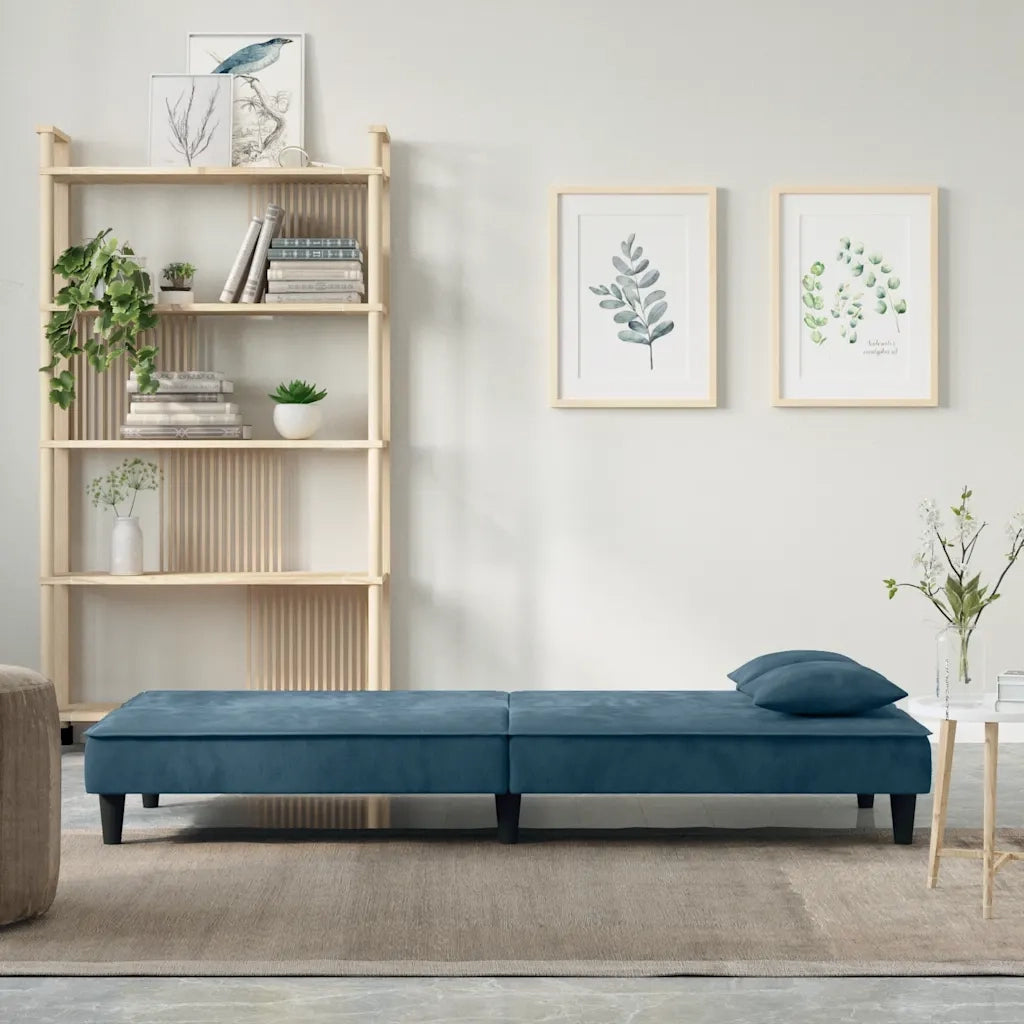 Divano Letto Blu in Velluto