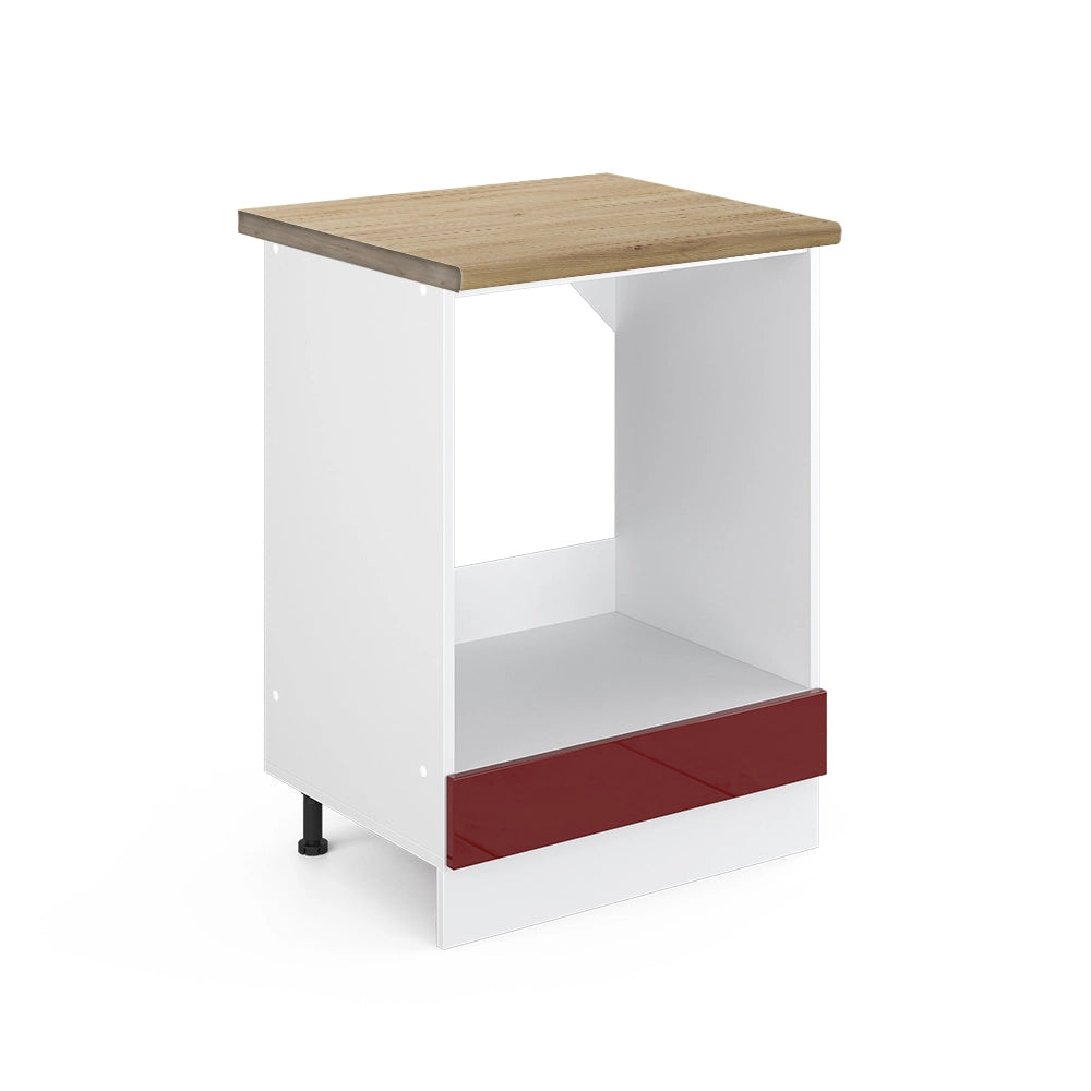 Mobile per forno da incasso R-Line Rosso lucido/Bianco 60 cm, PL Rovere Vicco