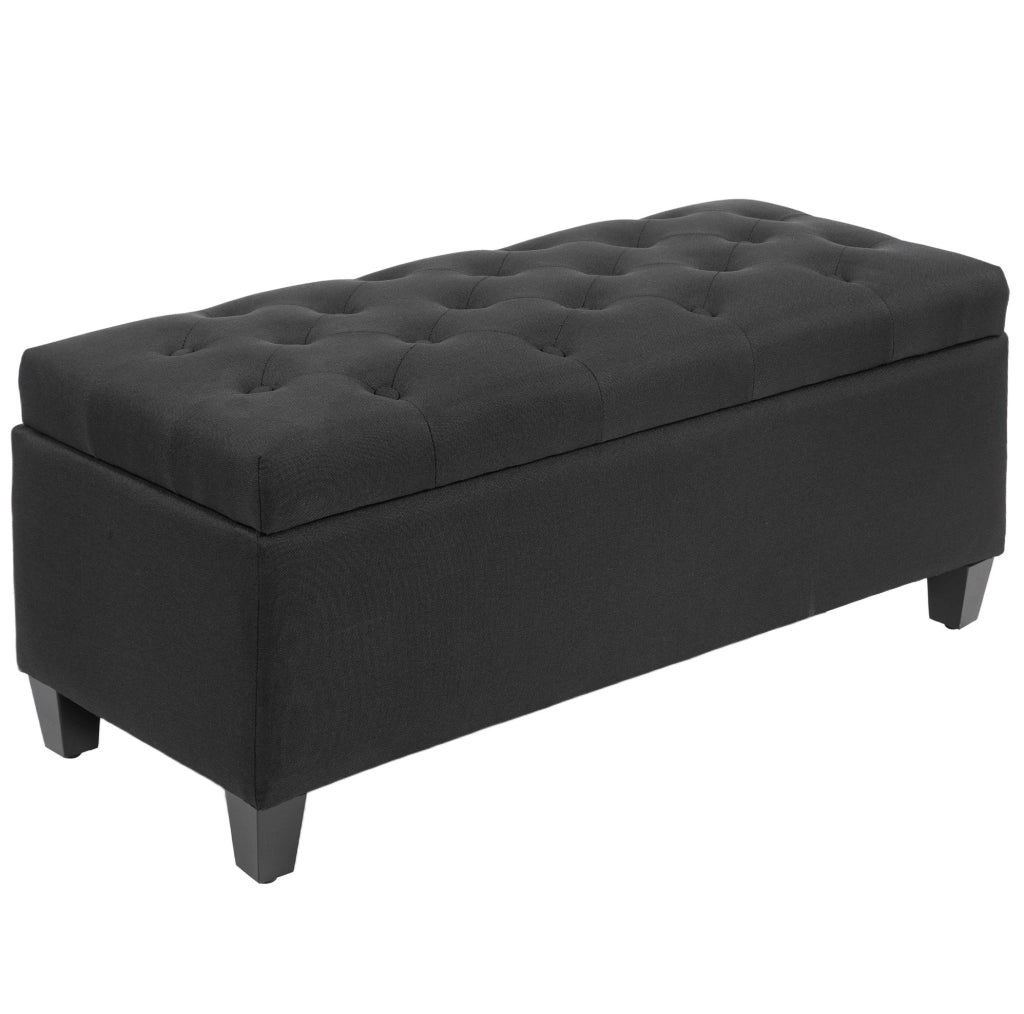 Panca contenitore imbottita nera 100 x 40 x 44 cm
