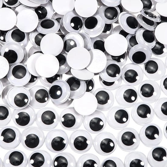 Occhi a Goccia Sfusi 25mm - 300 Pezzi - Plastica - Occhi Bianchi/Neri - Accessori Creativi - Progetti DIY - Occhi da Goccia