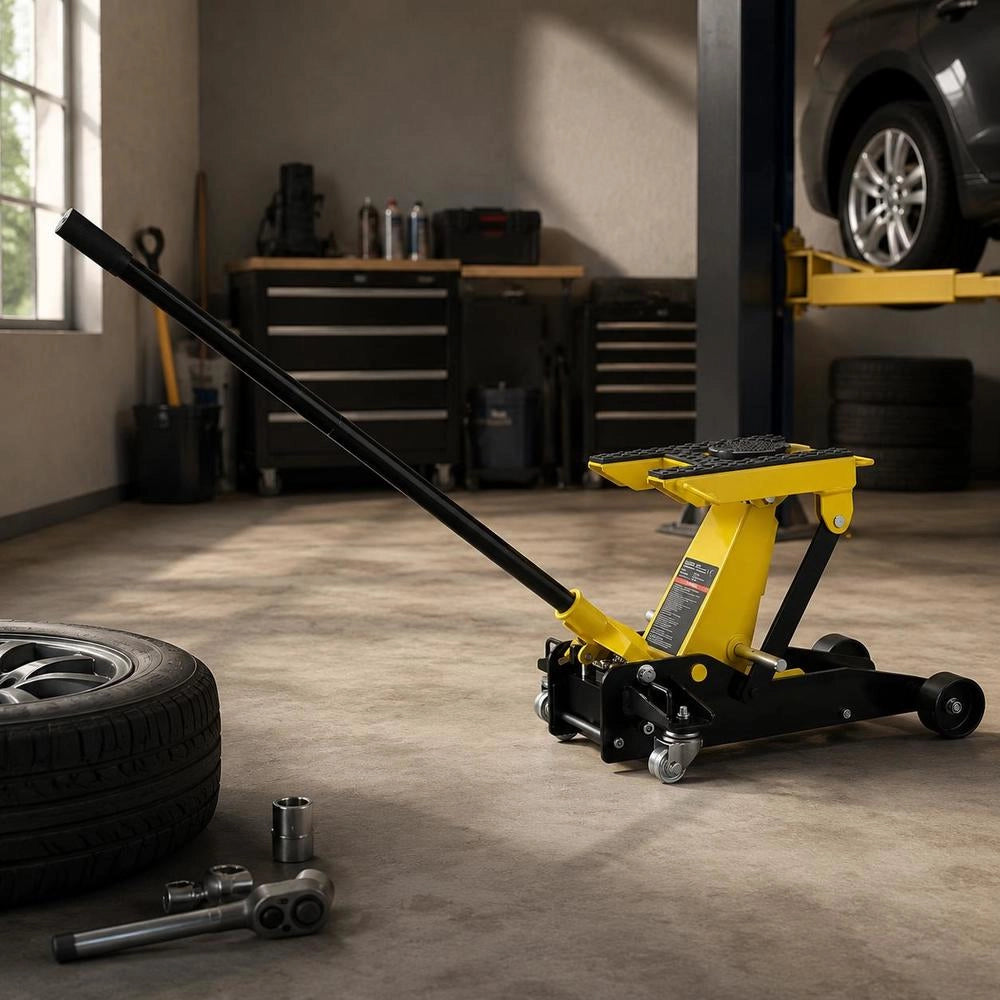 Low Profile Floor Jack, 2 Ton (4409 Lbs) Capacity, Steel Racing Floor Jack With Single Piston Quick Lift Pump, Hydraulic Trolley Car Lift For Cars, Motorcycles, ATVs, Lifting Range 5.7"-17"