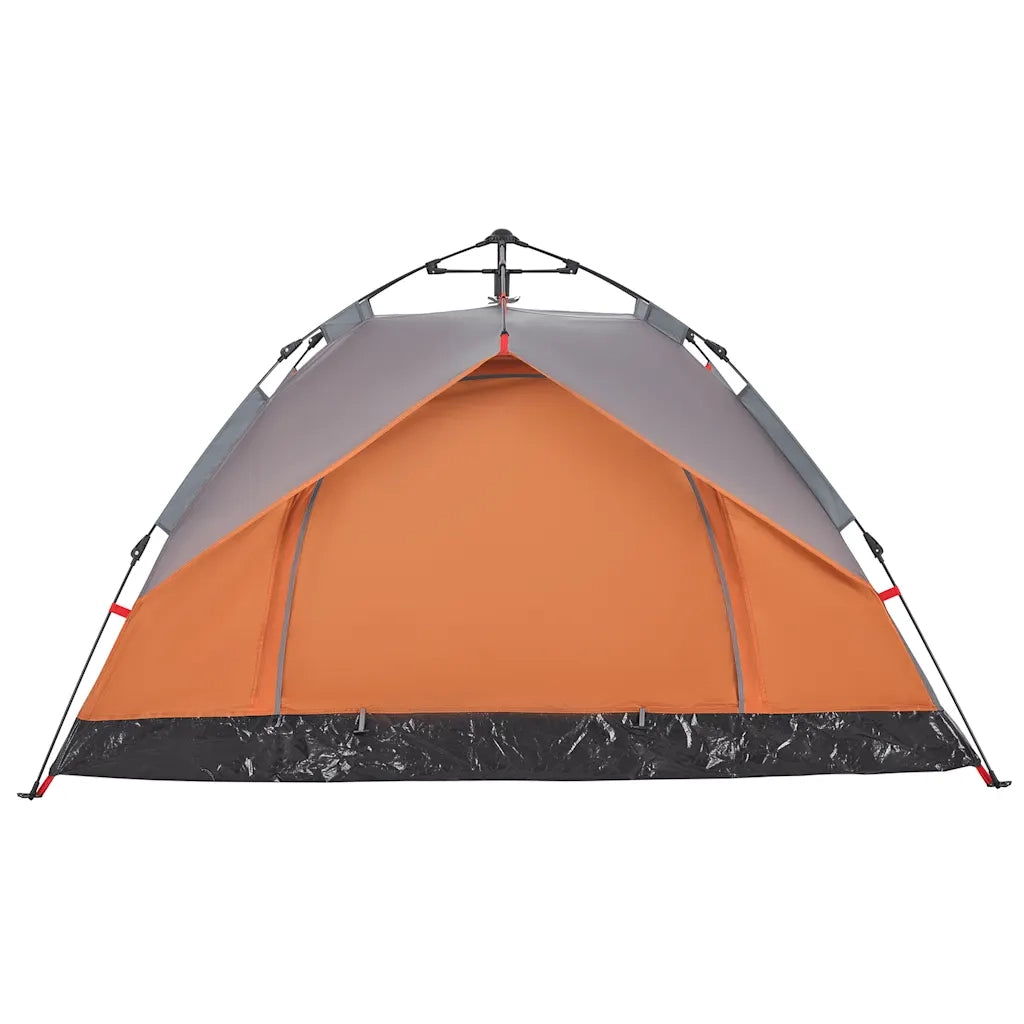 Tenda a Cupola 3 Persone Grigio e Arancione a Rilascio Rapido 4004195