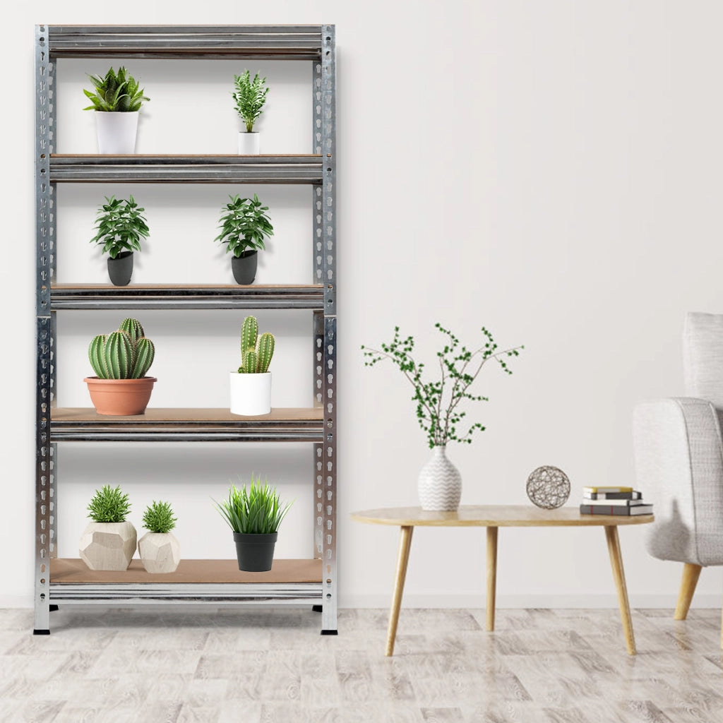 Scaffalature metalliche a 5 livelli senza bulloni per combinazioni libere-Scaffale con ripiani regolabili Argento