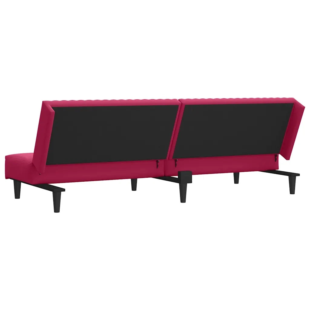 Divano Letto a 2 Posti Rosso Vino in Velluto 375931
