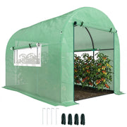 Serra a Tunnel per Orto 3x2x2 m in Acciaio e PE Anti UV con Porte Avvolgibili e Finestre, Verde