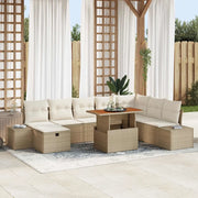 Set Divano da Giardino con cuscino 9 pcs Beige polyrattan 3360068
