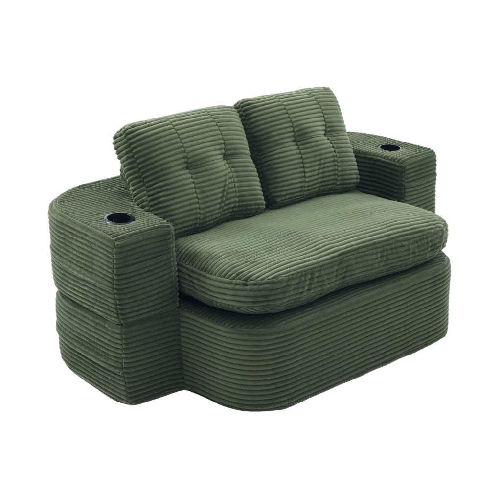 Poltrona relax trasformabile in chaise longue in velluto a coste smeraldo