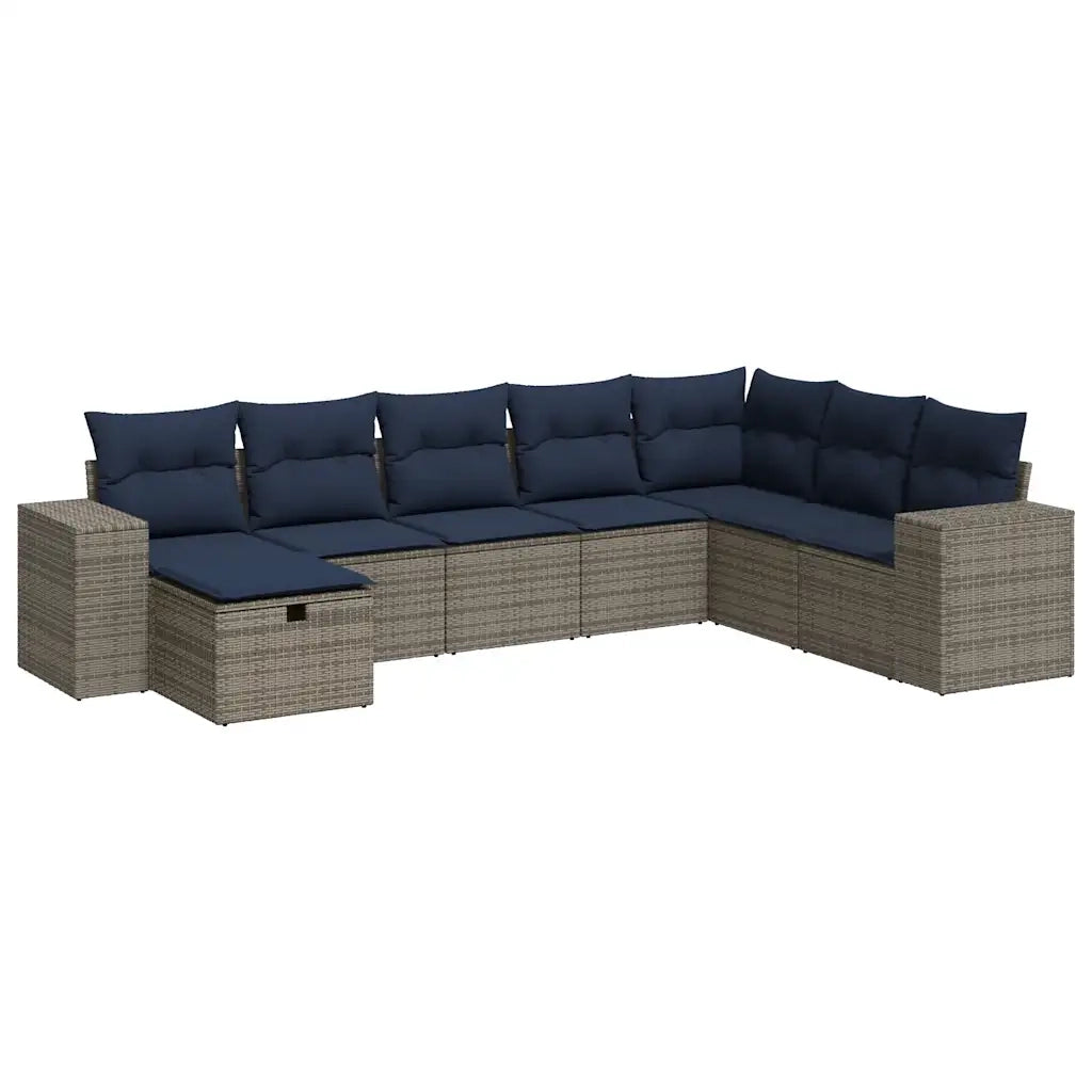 Set Divano da Giardino 8 pz con Cuscini Grigio in Polyrattan 3325737