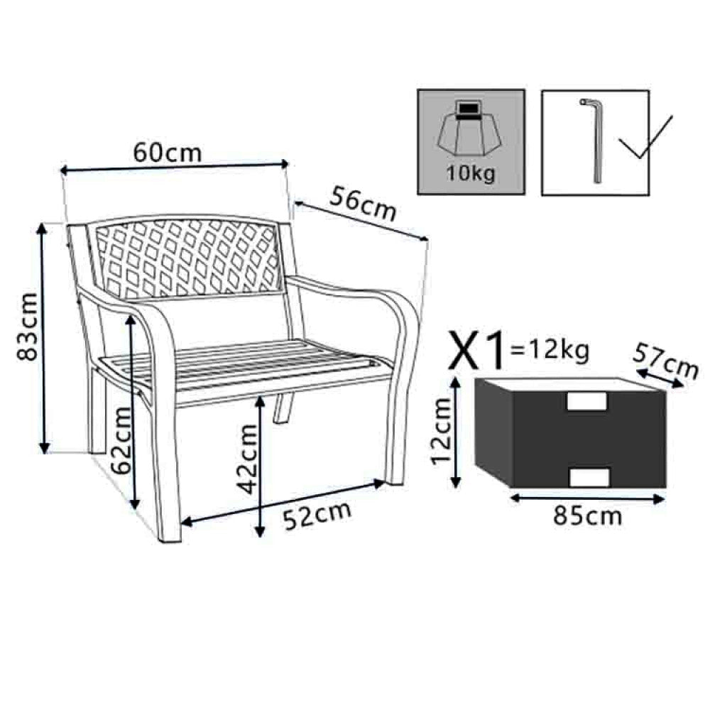 Poltrona Montreal 60x56x85 h cm in Acciaio Antracite