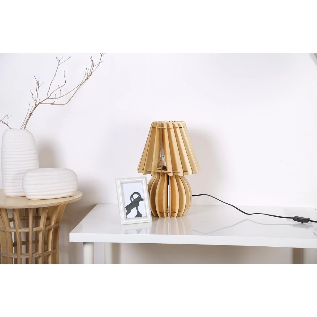 Lampada da tavolo Gino in compensato naturale Vikasa Home
