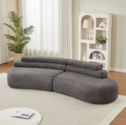 Divano modulare curvo 3 pezzi in chenille grigio antracite HOMVRA