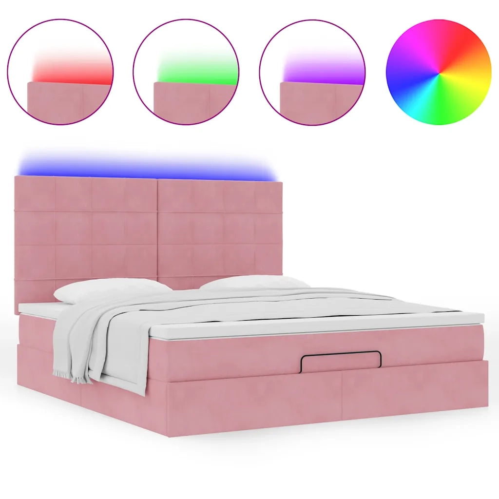 Struttura Letto Pouf con Materassi Rosa 180x200 cm Velluto 3314341