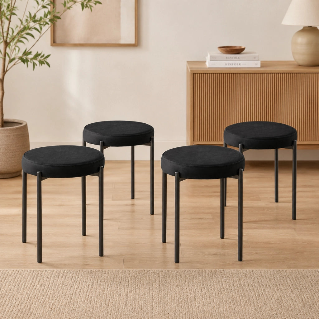 Set di 4 sgabelli da cucina 41.5x41.5x46 cm impilabili in metallo nero