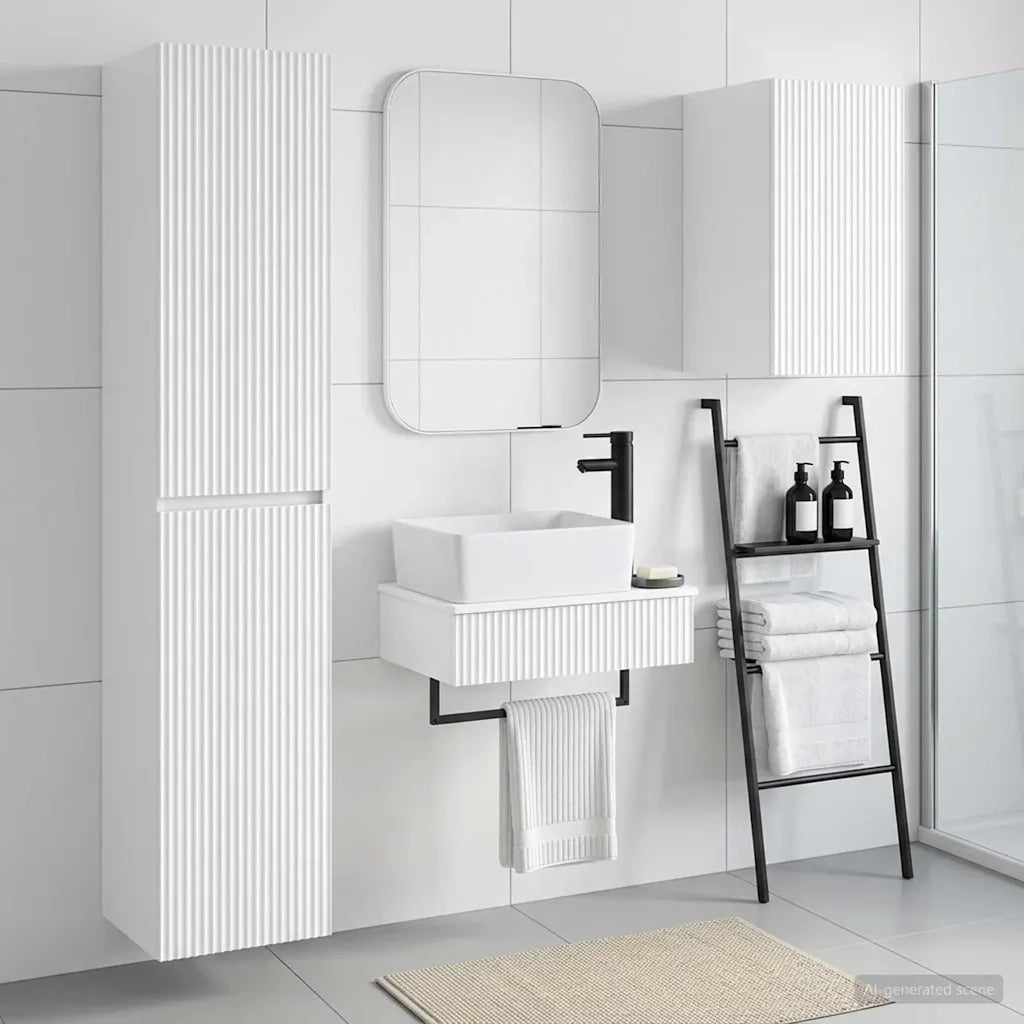 Set di mobili per il bagno 3 pz Bianco Lucido 3406057