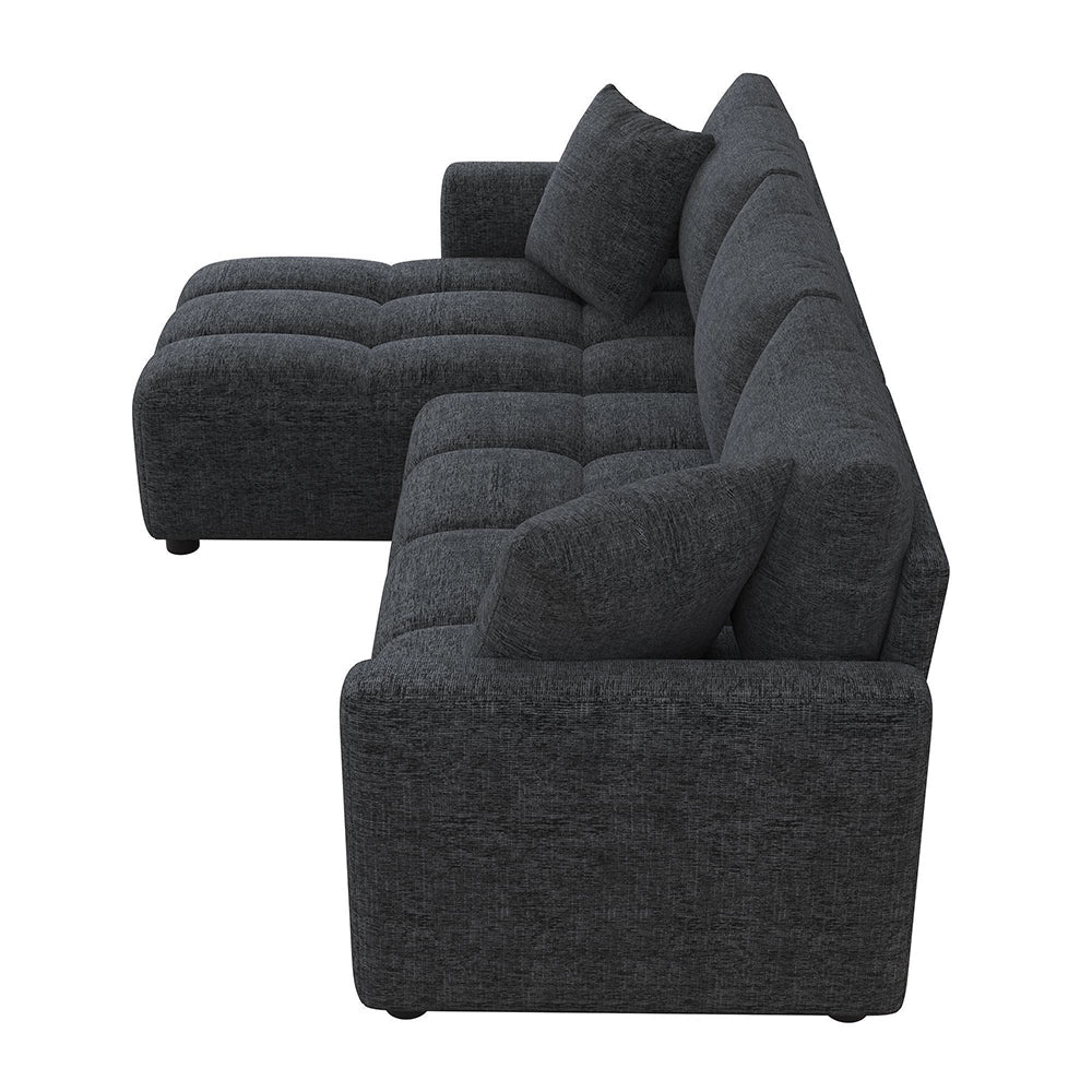 Divano angolare 3 posti - Xylo - Tessuto chenille con 2 cuscini decorativi