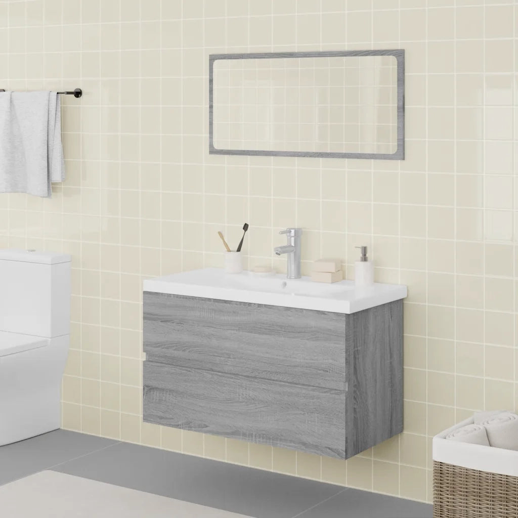 Set di Mobili da Bagno | Armadio da bagno Grigio Sonoma in Legno Multistrato