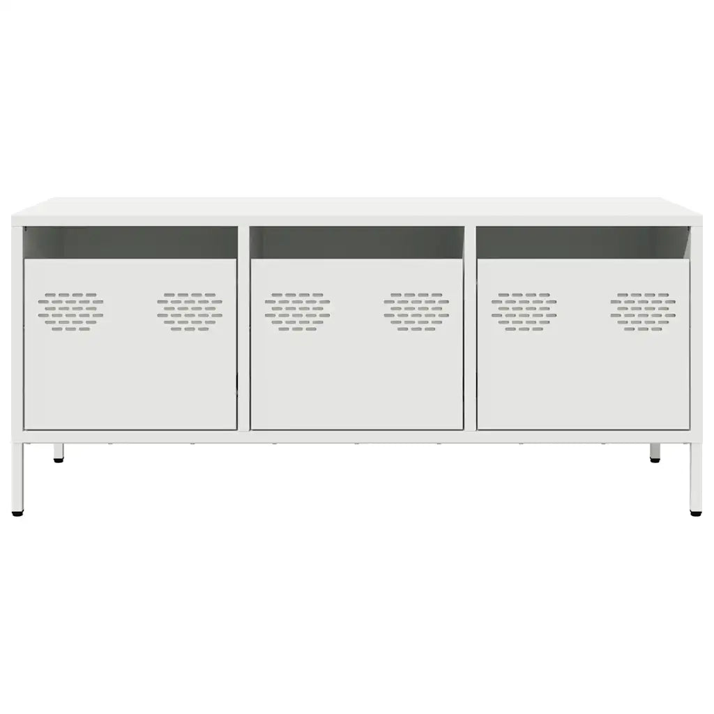 Mobile TV Bianco 101,5x39x43,5 cm in Acciaio Laminato a Freddo 851231