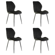 Sedia in Velluto con Struttura in Metallo Nero e Seduta Imbottita Ravello, Poltroncina di Design Moderno ed Ergo 4 Sedie