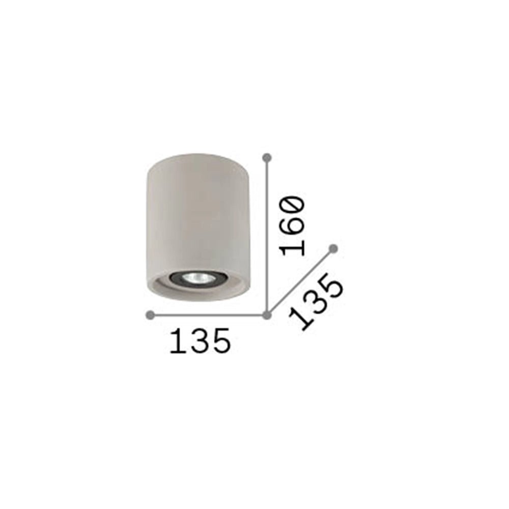 Plafoniera Moderna Round Oak Cemento - Gesso Bianco 1 Luce Gu10