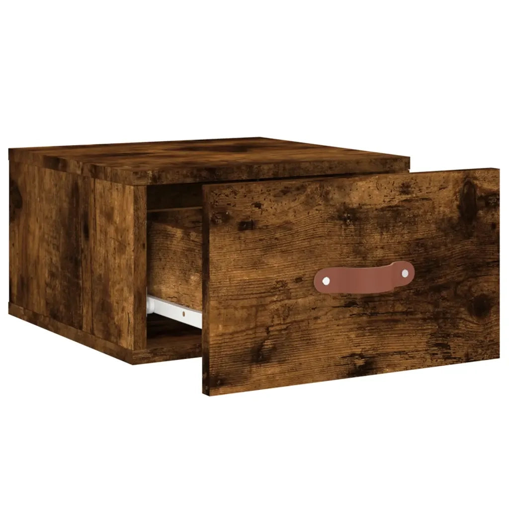 Comodino a Muro-Tavolino da notte sospeso Rovere Fumo 35x35x20 cm 211786