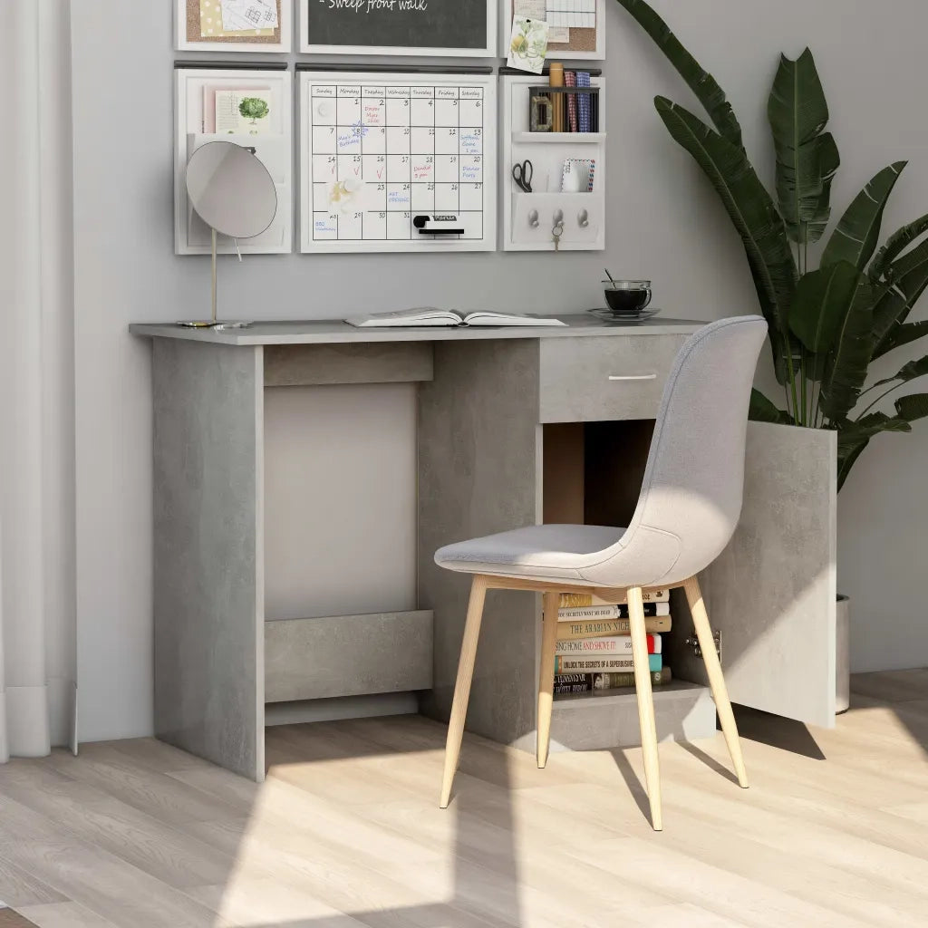 Scrivania Grigio Cemento 100x50x76 cm in Legno Multistrato 801084