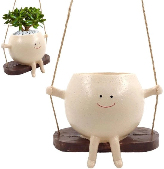 Vaso Sospeso con Volto Sorridente, Vaso Sospeso con Facia Sorridente, Cestino Sospeso per Piante Succulente Fiori e Piante Interno Esterno Giardino Balcone Decorazione