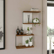 Mensola Gerolama, Scaffale, Ripiano a muro, Scaffalatura multiuso, 65x19h96 cm, Quercia e Bianco