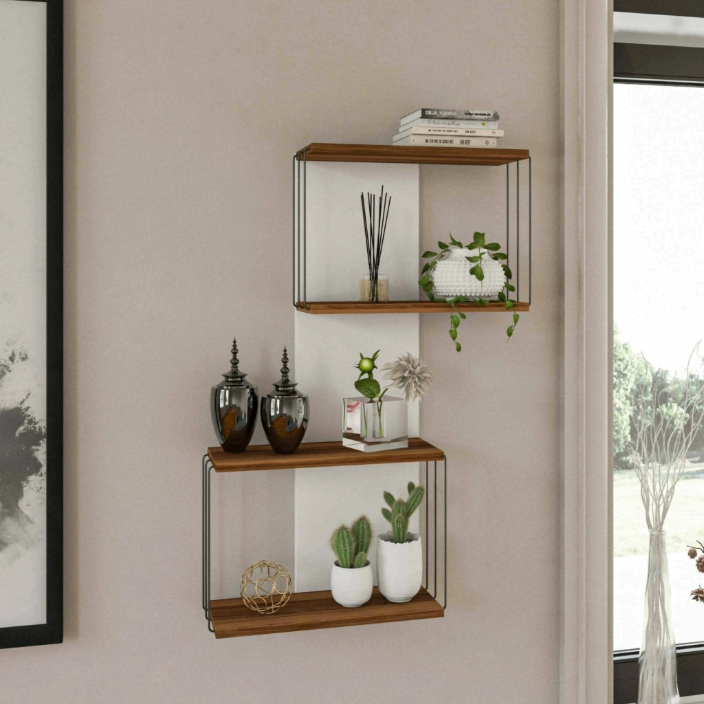 Mensola Gerolama, Scaffale, Ripiano a muro, Scaffalatura multiuso, 65x19h96 cm, Quercia e Bianco