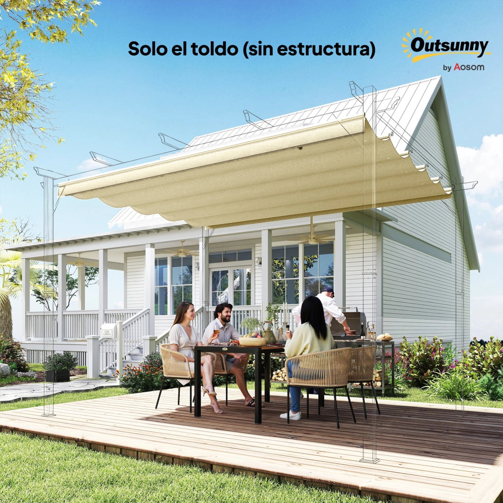 Telo per Pergola 3x3 Retrattile ¨C zephmum ¨C 250x255 cm Crema con 10 Fori di Drenaggio