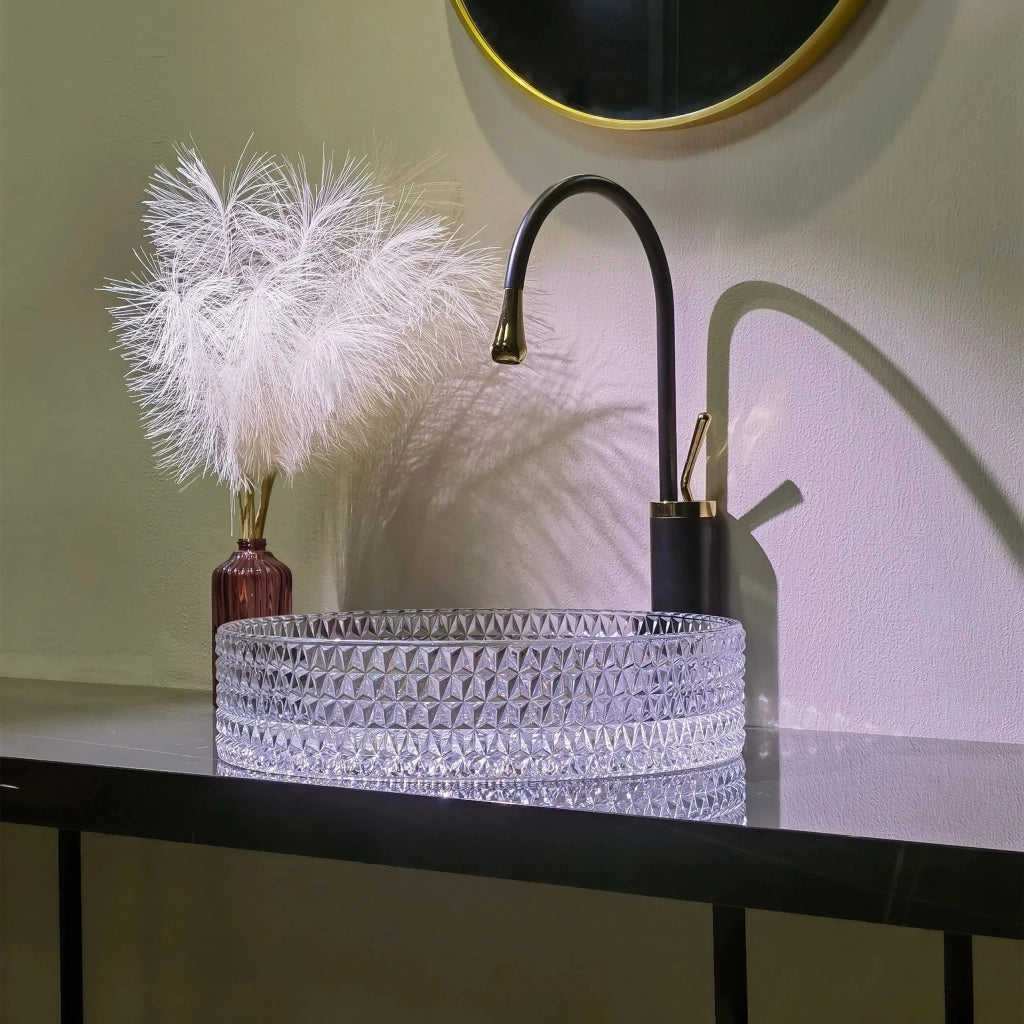Lavabo Da Appoggio Rea Cristal Transparent 39