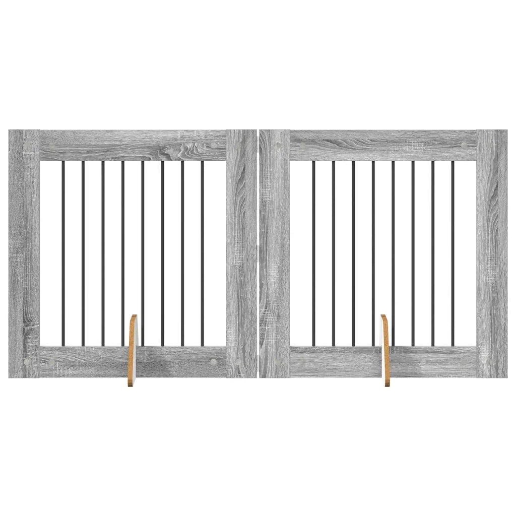 Cancello per cani con supporti 2 pcs Grigio Sonoma 80 x 80 cm 892076