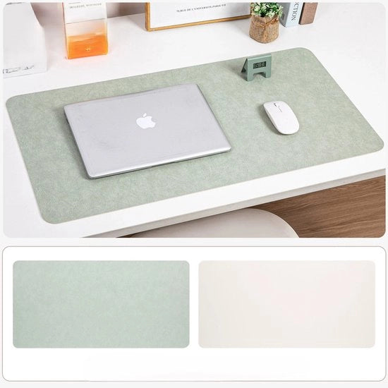 Sedile per scrivania multifunzionale, panno da mouse in pelle, superficie di scrittura liscia, protezione antiscivolo per scrivania, tappetino per tastiera laptop impermeabile e bagnato per ufficio e casa (80cm*40cm) - Verde Bianco