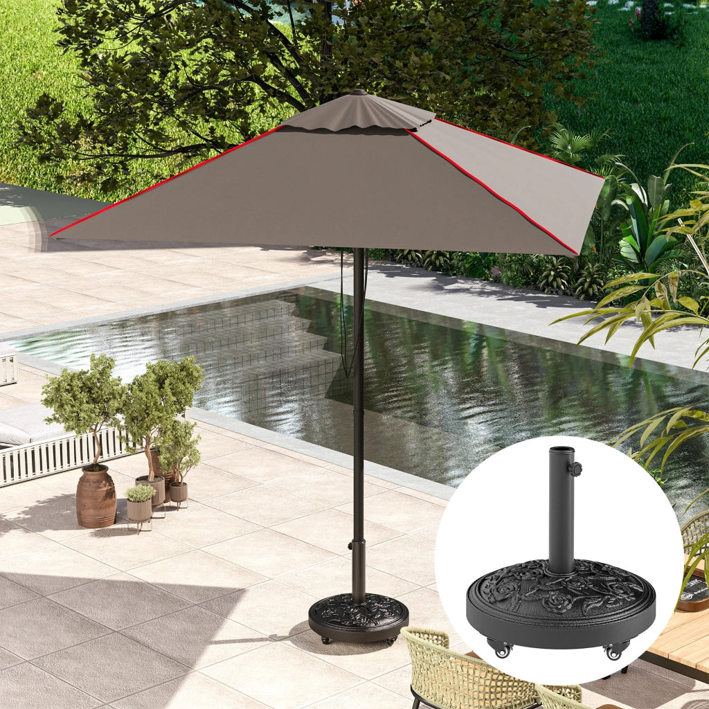 Socle Parasol Esterno in Resina 21 kg ¨C zephmum ¨C Nero, ? 49x42 cm, per mastro ?32/38/48 mm, con ruote