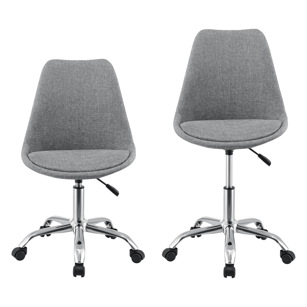 Sedia da ufficio imbottita con 5 ruote girevole a 360° e regolabile in altezza metallo grigio chiaro 03_0004995