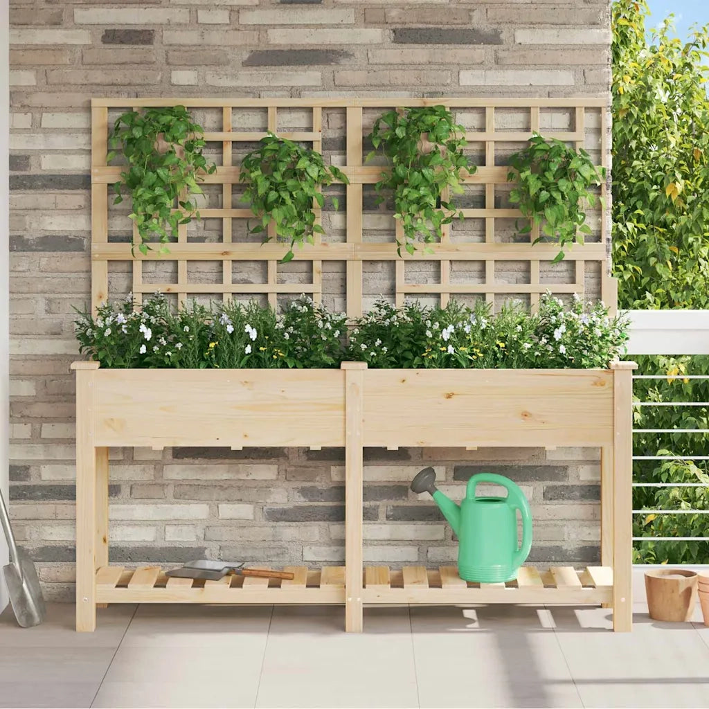 Fioriere | Cassetta per fiori | Vaso da giardino con lo scaffale Beige 161 x 46 x 152,5 cm