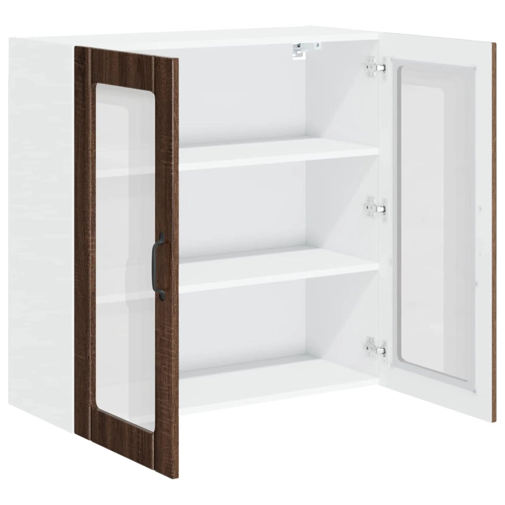 Pensile da cucina | Mobile in vetro da parete LUCCA Rovere Marrone 80 x 31 x 80 cm