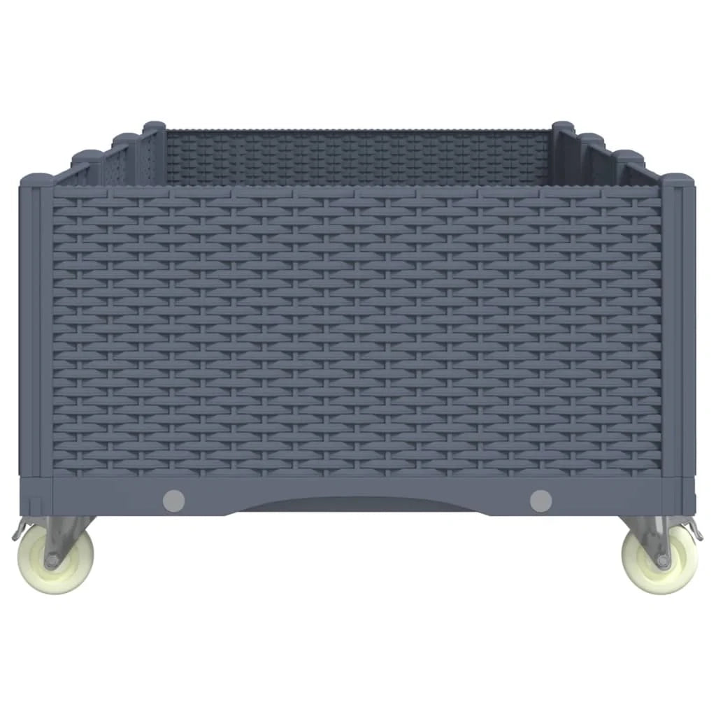 Aiuola rialzata/fioriera per piante fiori patio giardino su ruote 150 x 80 x 54 cm PP grigio 02_0038832