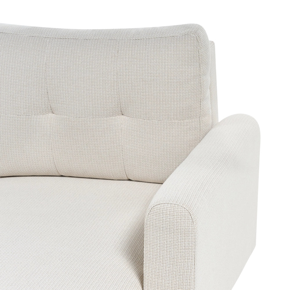 Divano angolare 3 posti destro imbottito in tessuto beige con funzione di dormiente e schienale imbottito estraibile Gambe in legno